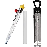 2 Pack Candy Thermometer with Pot Clip, Sugar Syrup Jam Jelly Oil Deep Fry Thermometer with Hanging Hook, Stainless Steel The