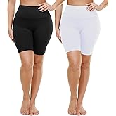 TNNZEET 2 Pack Plus Size Biker Shorts for Women - 8" Black High Waisted Tummy Control Spandex Workout Shorts (XL-4XL)