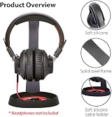 Avantree HS102 Aluminum Headphone Stand Hanger Cable Holder Black Desk Mount view 3
