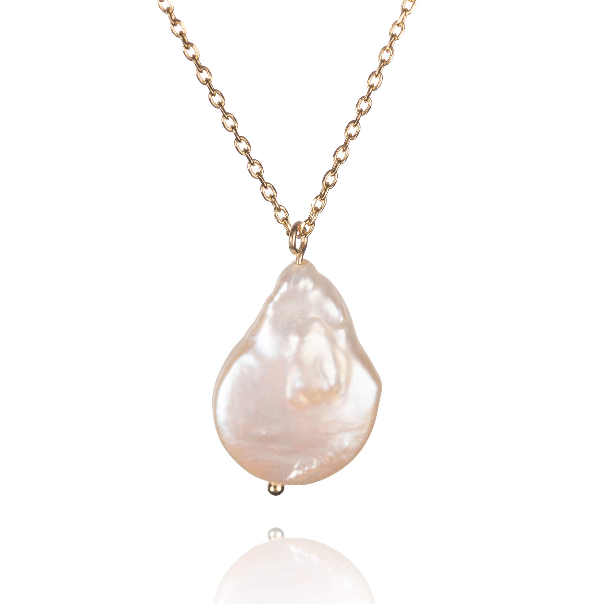 Naman Baroque Pearl Pendant Necklace for Women, Gold Baroque Pearl Pendant Jewelry Gift