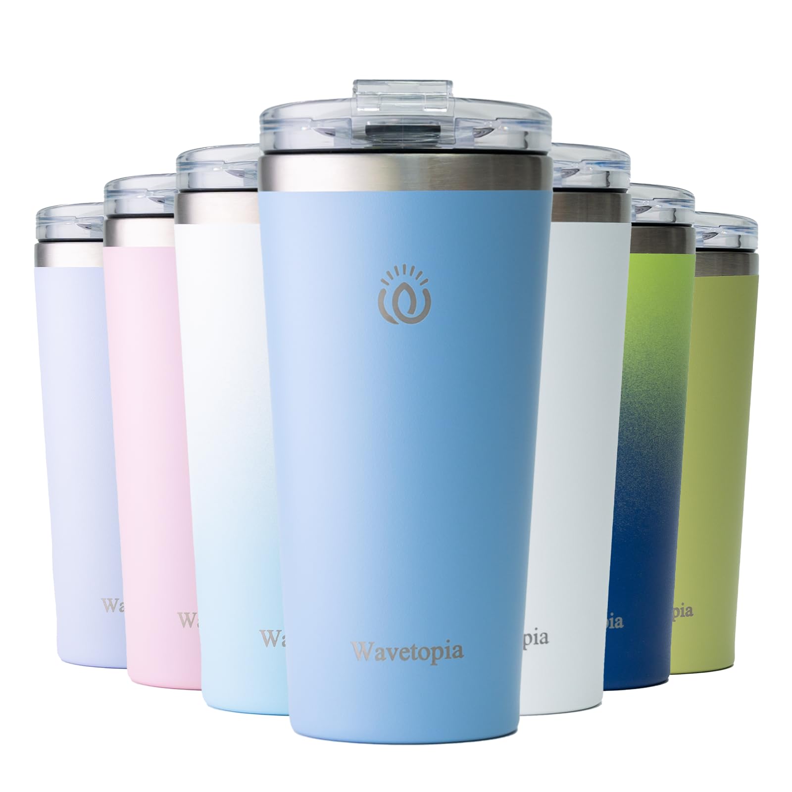 Photo 1 of Wavetopia Insulated Coffee Mug with Lid, Reusable Stainless Steel Travel Coffee Cup, 16 Oz Double Wall Vacuum Spill Proof Tumbler Cups for Men and Women Hot & Cold Drinks?Light Blue?