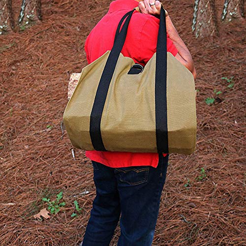 Supersized Firewood Log Carrier - Durable Canvas Wood Stove Tote Bag, Heavy Duty Wood Holder with Hook and Loop for Fireplaces Camping Beaches Landscaping