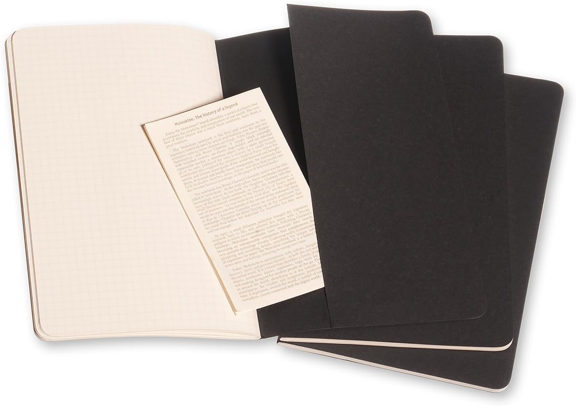 Moleskine Cahier Journal, Soft Cover, Large (5" x 8.25") Squared/Grid, Black, 80 Pages (Set of 3) - Image 3