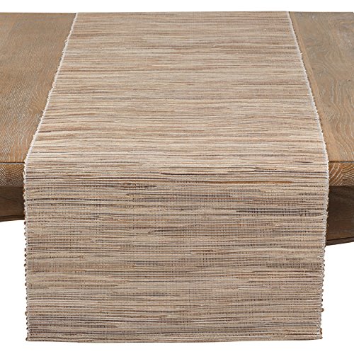 SARO LIFESTYLE Shimmering Woven Nubby Water Hyacinth Table Runner, 16" x 72", Natural - Thumbnail 2