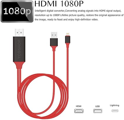 Amazon Com Hdmi Cable To Tv For Iphone Digital 1080p To 4k Hdtv
