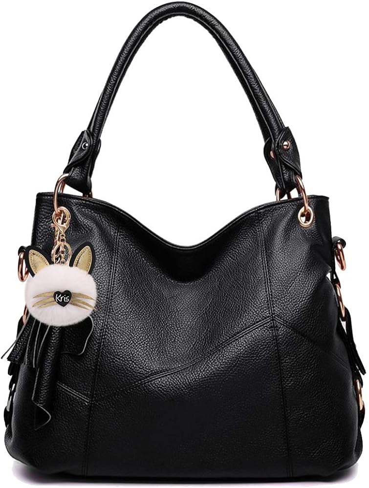Kris Anna Womens Tassel Shoulder Bag Hobo Handbag Black