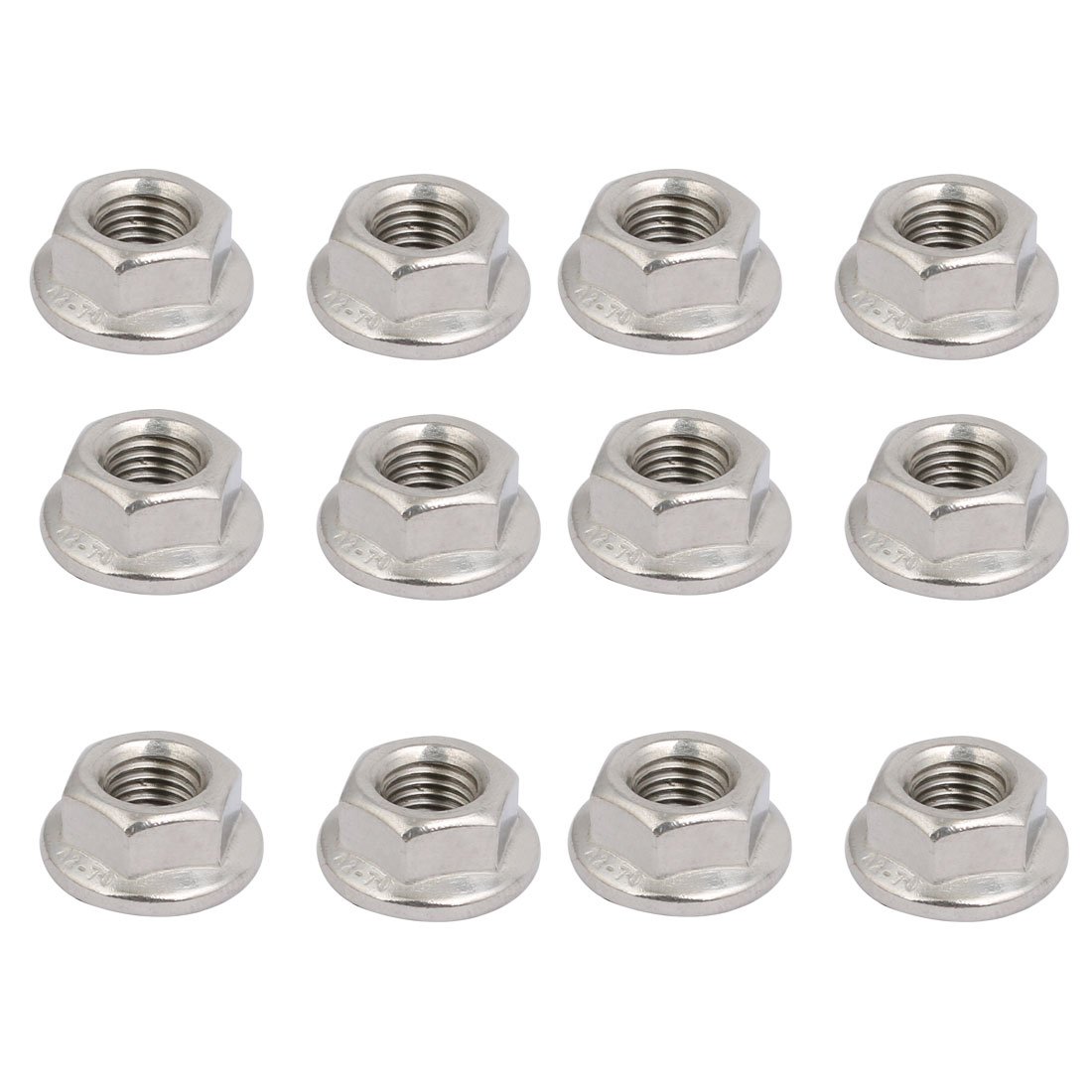 Sourcingmap 12pcs M8 x 1mm Pitch Metric Fine Thread 304 Stainless Steel Hex Flange Nut