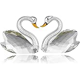 Vie jeune Crystal Couple Swan Figurine Home Decoration, Handmade Lover Swan Statue Ornament, Crystal Crafts Paperweight Collectible, Great Gift for Girlfriend Birthday Holidays Christmas (Clear)