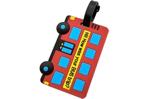 QFSH Silicone Luggage Tags Bus ShapeTravel Bag Tags Cute Identifier Suitcase Label Funny Car Name Tags Travel Bag Tags for Kids
