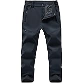 TBMPOY Men's Snow Ski Hiking Pants Fleece Lined Waterproof Winter Pant Softshell Camping Travel Ice Fishing Hunting Pant