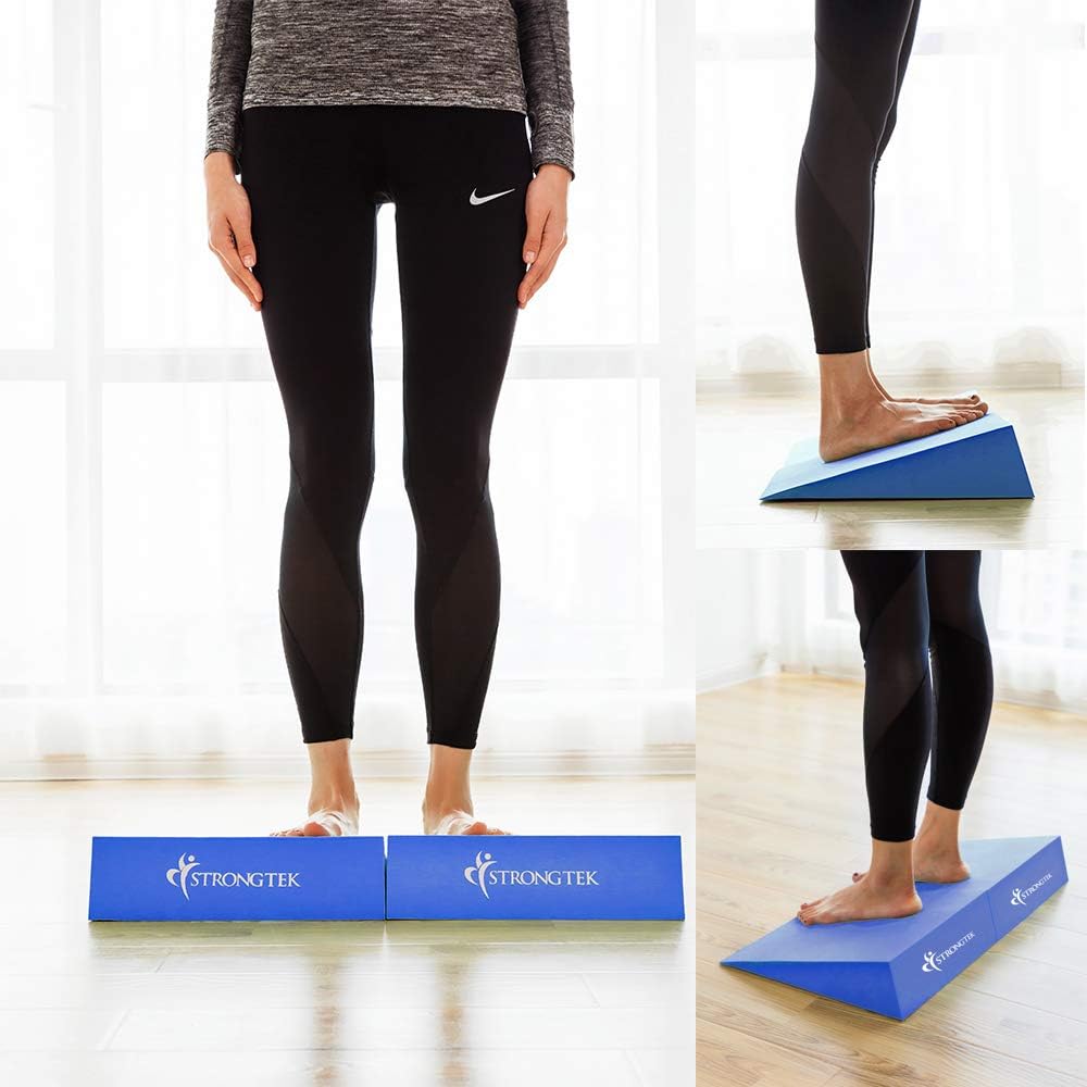 StrongTek 13" Large Yoga Foam Wedge, Slant Board, Calf Stretcher, Improve Lower Leg Strength, Stability, Incline Wedge, Knee Pad, Back Support, Footrest Cushion, Physical Therapy, One Pair : Sports & Outdoors