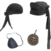 BEDJIMI Pirate Costume Accessories for Men Halloween Cosplay Pirate Bandana Sash Headwrap Medieval Party Outfit Adult