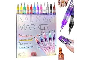AULCTR 2026 New 12 Colors Nail Art Pens Set for Painting Nails, Upgrade DIY Nail Art Marker Drawing Painting Liner Pen for Gel Nails Kids and Adults (#1 Set)