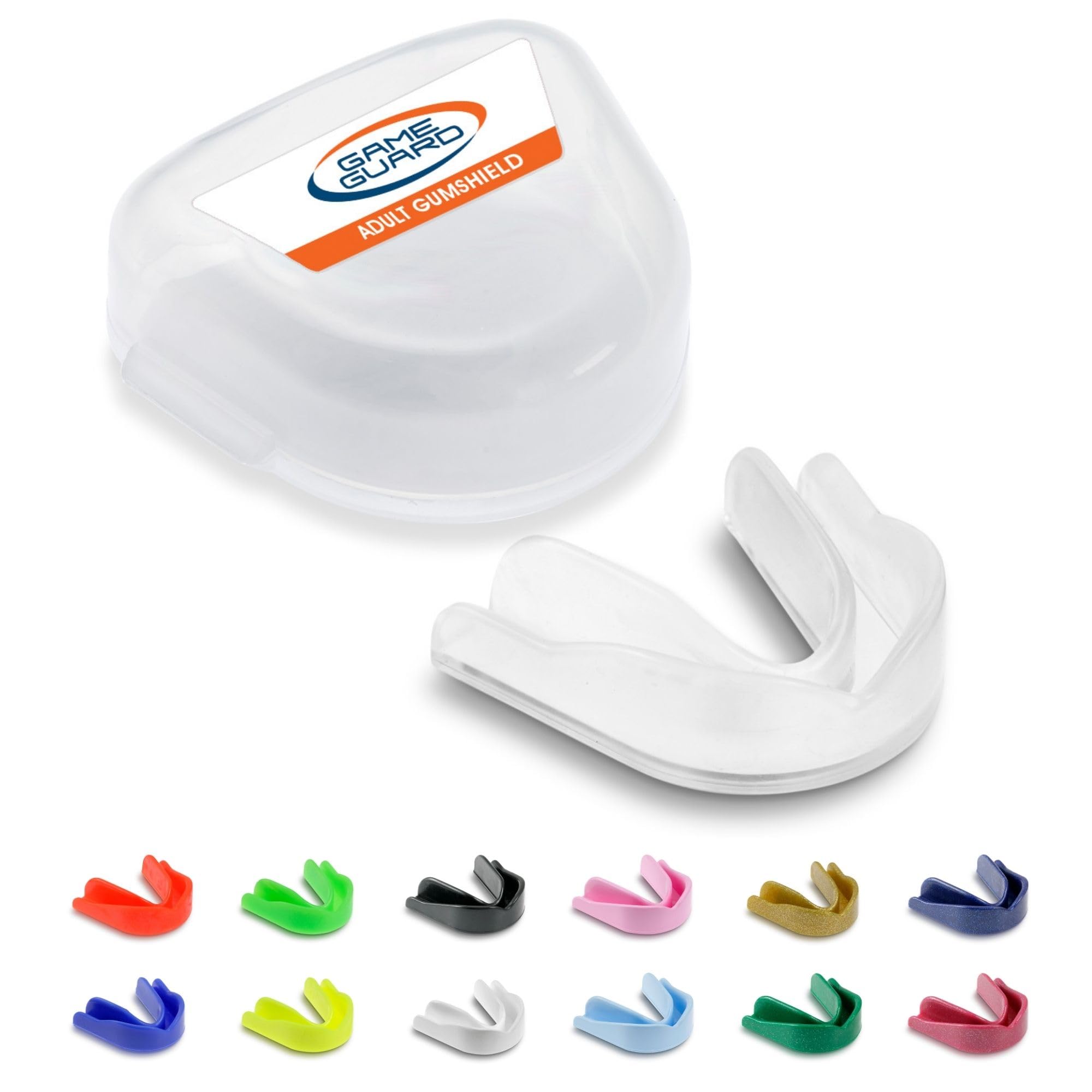 GAME GUARD Sports Mouthguard – Easy Fit Boil & Bite Gum Shield for Adults & Teens (Age 13+) – Mouth Guard for Rugby, Hockey, GAA – Ideal for Schools and Clubs (Clear)