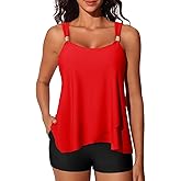 Summer Mae Womens Tankini Swimsuits Ruffle Bathing Suits 2025 Swimming Suits Tummy Control High Waisted Shorts