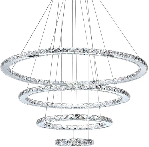 Sxmy Modern Led Crystal Chandelier Ceiling Pendant Light With Ring