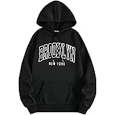 SHENHE Women's Letter Print Long Sleeve Drawstring Pullover Hoodie Sweatshirt Tops with Pocket