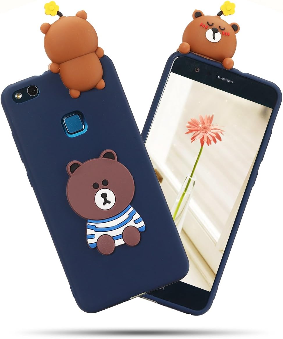 SpiritSun Huawei P10 Lite Silicone Case - 3D Cute Bear Design Glossy Slim Case Soft Gel Skin Cover Case Flexible Case Shockproof Protective Back Cover for Huawei P10 Lite