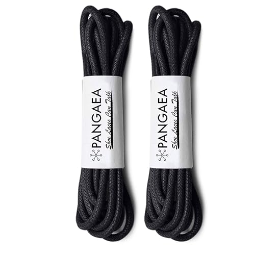 [4 Laces] 2-Pair Pack Waxed Round Oxford Shoe Laces for Dress Shoes Chukka  3/32Inch Thin(#01 Black,63in (160cm)) in Kuwait Whizz Shoelaces