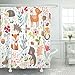 Emvency Shower Curtain Kids Colorful Hedgehog with Cute Cartoon Forest Animals White Different Plants Children's Branch Fox Waterproof Polyester Fabric 72 x 72 inches Set with Hooks