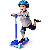 Nattork Kids Scooter for Boys Girls with Light Up Wheels, 3 Adjustable Height Handlebars, Lean-to-Steer Technology, Widen Anti-Slip Deck, 3 Wheel Scooter for kid ages 3-8, Support Riders Up to 110 LBS