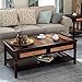 VASAGLE Wooden Coffee Table with 2 Drawers, Rustic Cocktail Table with Solid Wood Legs and Storage Shelf, Easy to Assemble, for Living Room, Office, Reception, Light Maple and Dark Walnut ULCT11CY