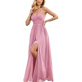 VOUIAO Women Choir Dress Formal Wedding Guest Bridesmaid Prom Evening Gown | lace up back,high slit,sparkling sequins,a line,party cocktail homecoming maxi dresses,elegant holiday evening prom gowns
