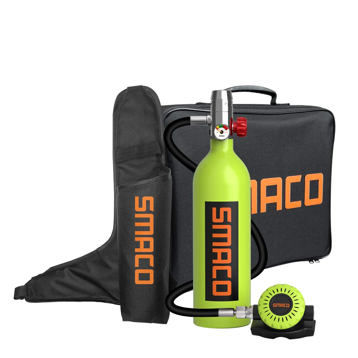 SMACO Scuba Tank Diving Gear for Diver 1L Mini Scuba Tank Oxygen Cylinder with 15-20 Minutes Underwater Breathing Portable Diving Tank Kit for Underwater Exploration Emergency Rescue Pony Bottle S400