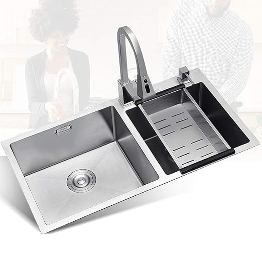 fregadero de dos senos de acero inoxidable