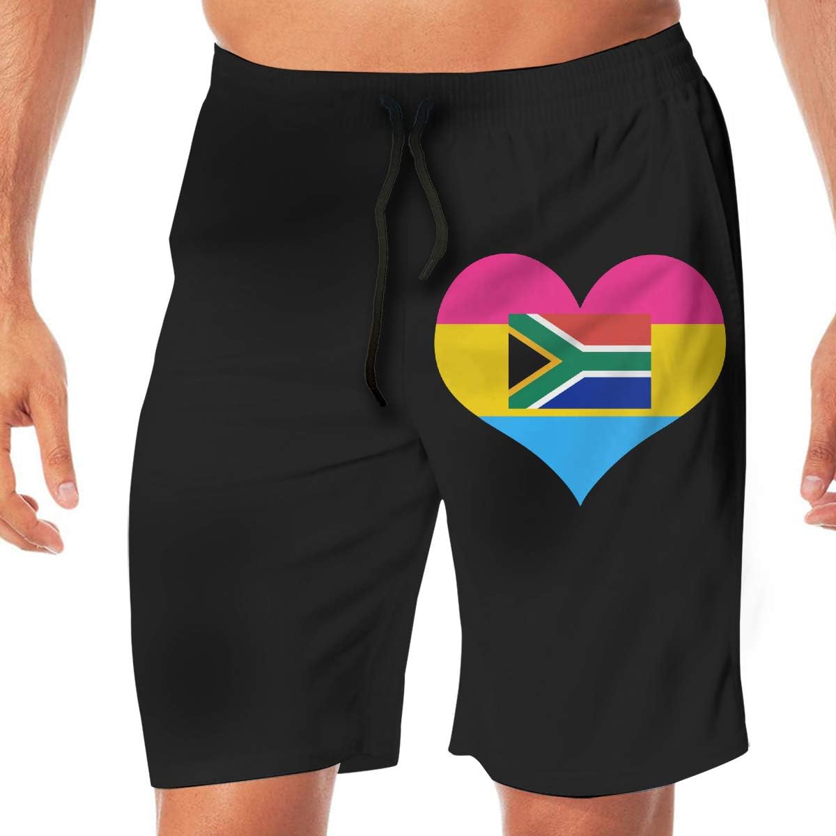 YGE.I.L25 Men Swimming Shorts Pansexual Heart South African Flag Casual