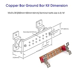 4 Pack-Wall Mounted Copper Ground Bar Kit Thick