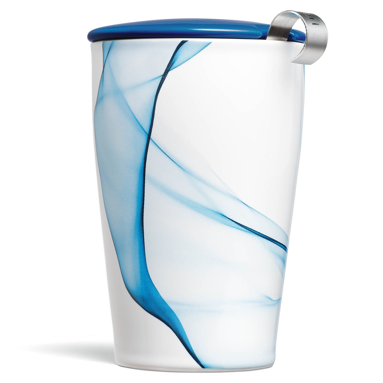 Tea Forte Kati Cup Ceramic Tea Cup with Infuser and Infuser Lid, Blue