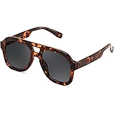 FEISEDY Vintage Aviator Sunglasses Double Bridge Women Men Large Square Thick Frame Trendy Eyewear UV400 B2846