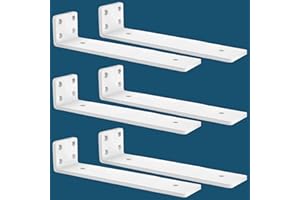 MLOQI 6 Pack Floating Shelf Bracket Heavy Duty, Hidden Shelf Brackets 5mm Thick L Brackets for Shelves up to 50 KG (White 30cm)