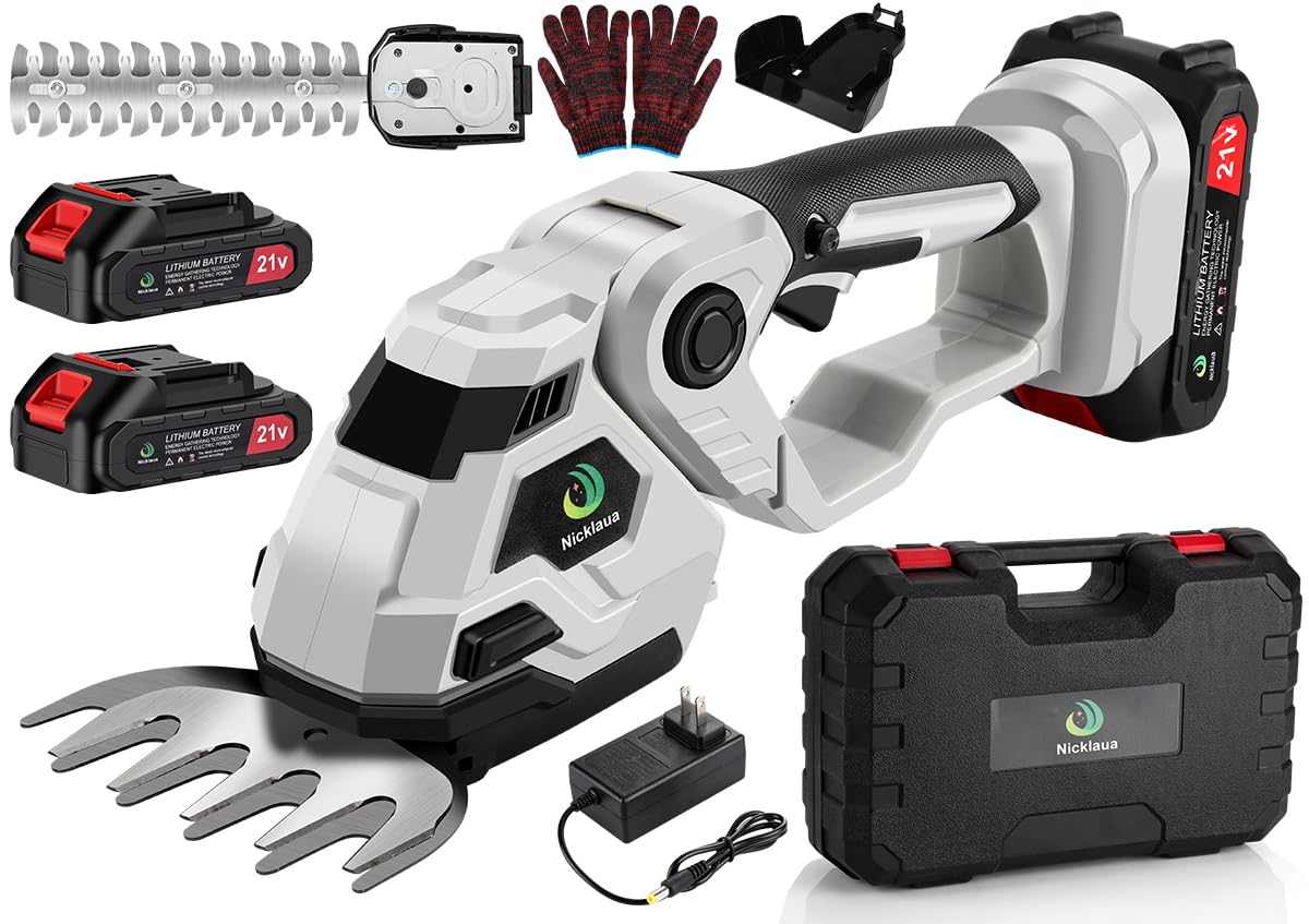 Photo 1 of Cordless Hedge Trimmer,2 in 1 Cordless Grass Shear & Hedge Shear/Shrubbery Trimmer with Dual-Action Blade Cutting Capacity,Hedge Shear with 2 PCS Rechargeable Battery and Charger for Garden,Lawn