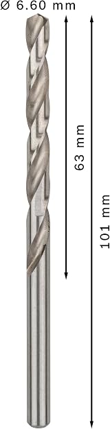 Bosch 10x PRO Metal HSS-G Twist Drill Bit Ø6.60mm 1 Pack of 10 view 3