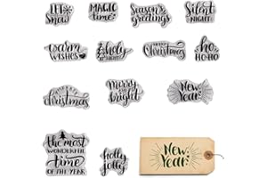 HEUREPPY Christmas Clear Stamps for Card Making Christmas Blessing Words Clear Stamp Christmas Sentences Transparent Silicone Stamps for DIY Scrapbooking Supplies Embossing Paper Card Album Decoration Craft