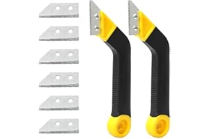 Amison Grout Remover Tool 2pcs, Tile Grout Cleaners with 8pcs Diamond Surface Blades Replacement (Black/Yellow)
