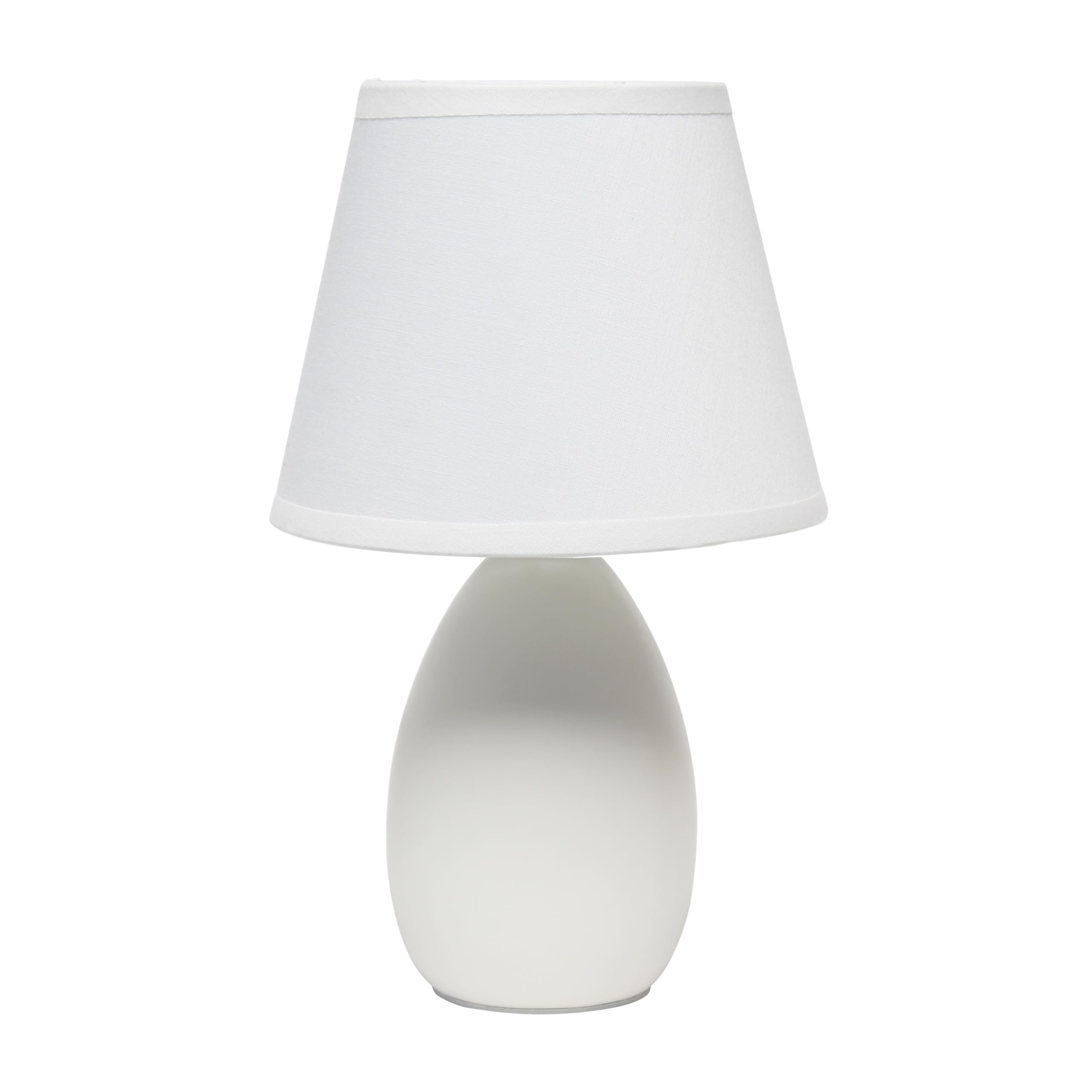 Simple Designs LT1197-OFF 9.45″ Chic and Sleek Oblong Mini Oval Ceramic Table Lamp with Matching Shade, for Living Room, Bedroom, Office, Off White