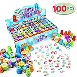 100 Pieces Assorted Stamps for Kids Self-ink Stamps (50 DIFFERENT Designs, Plastic Stamps, Emoji Stampers, Dinosaur Stampers, Zoo Safari Stampers) for Easter Egg Stuffers, Party Favor, Teacher Stamps