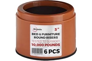 iPrimio Bed and Furniture Risers - 6 Pack Round Elevator up to 3" & Lifts Up to 10,000 LBs - Protect Floors and Surfaces - Du