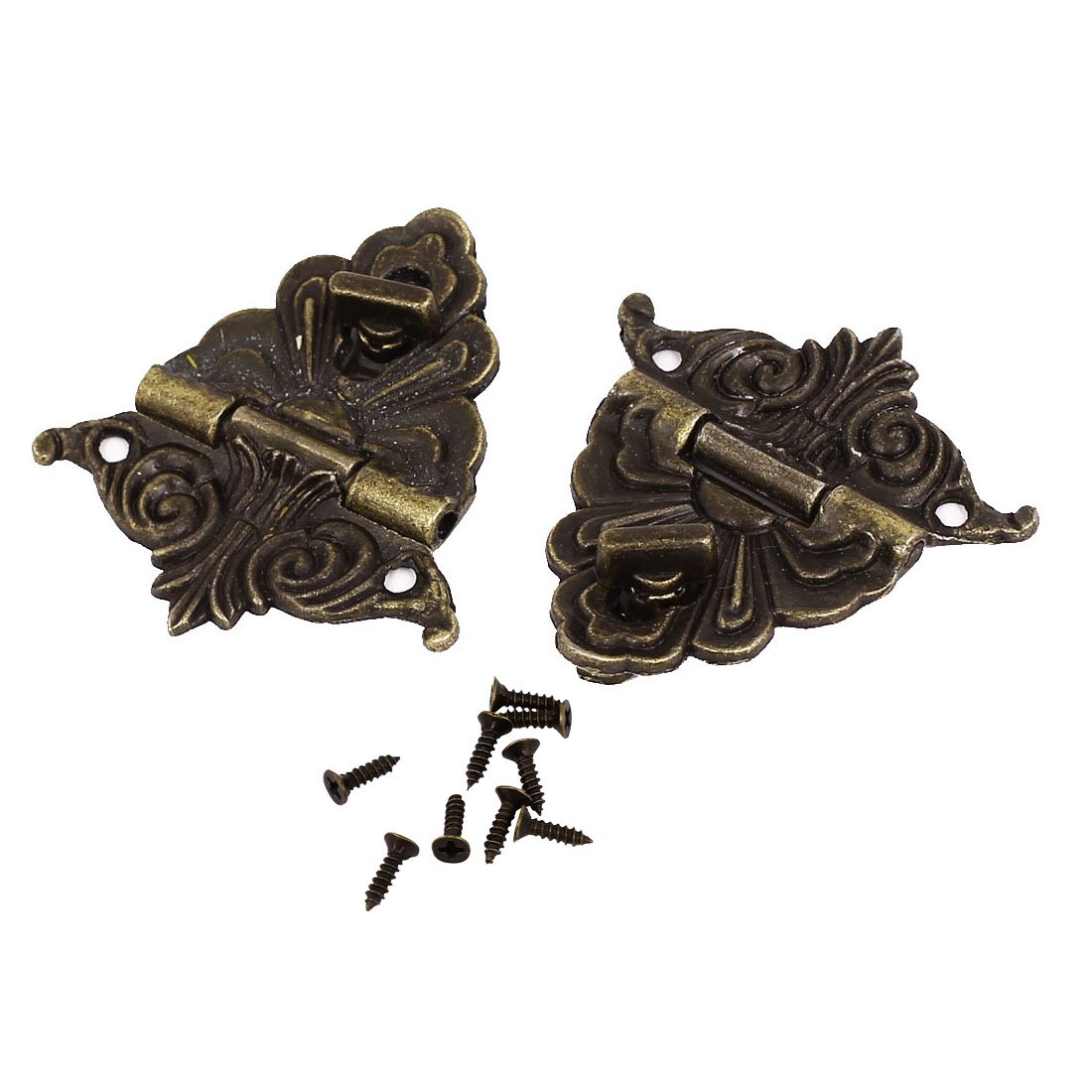 Sourcingmap Antique Style Wooden Case Jewelry Box Hasp Latch Bronze Tone 2 Sets