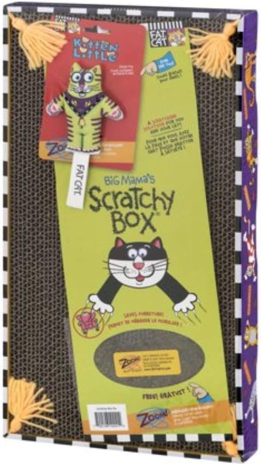 Petmate FATCAT Big Mama's Scratchy Box Cardboard Cat Scratcher, Catnip Toy Included : Scratching Pads : Pet Supplies