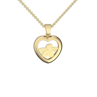 Herz Engel Anhänger Herzkette Engelkette Gold (Silber 925 hochwertig vergoldet) ** inkl. GRATIS Luxusetui ** Schutzengel Tauf