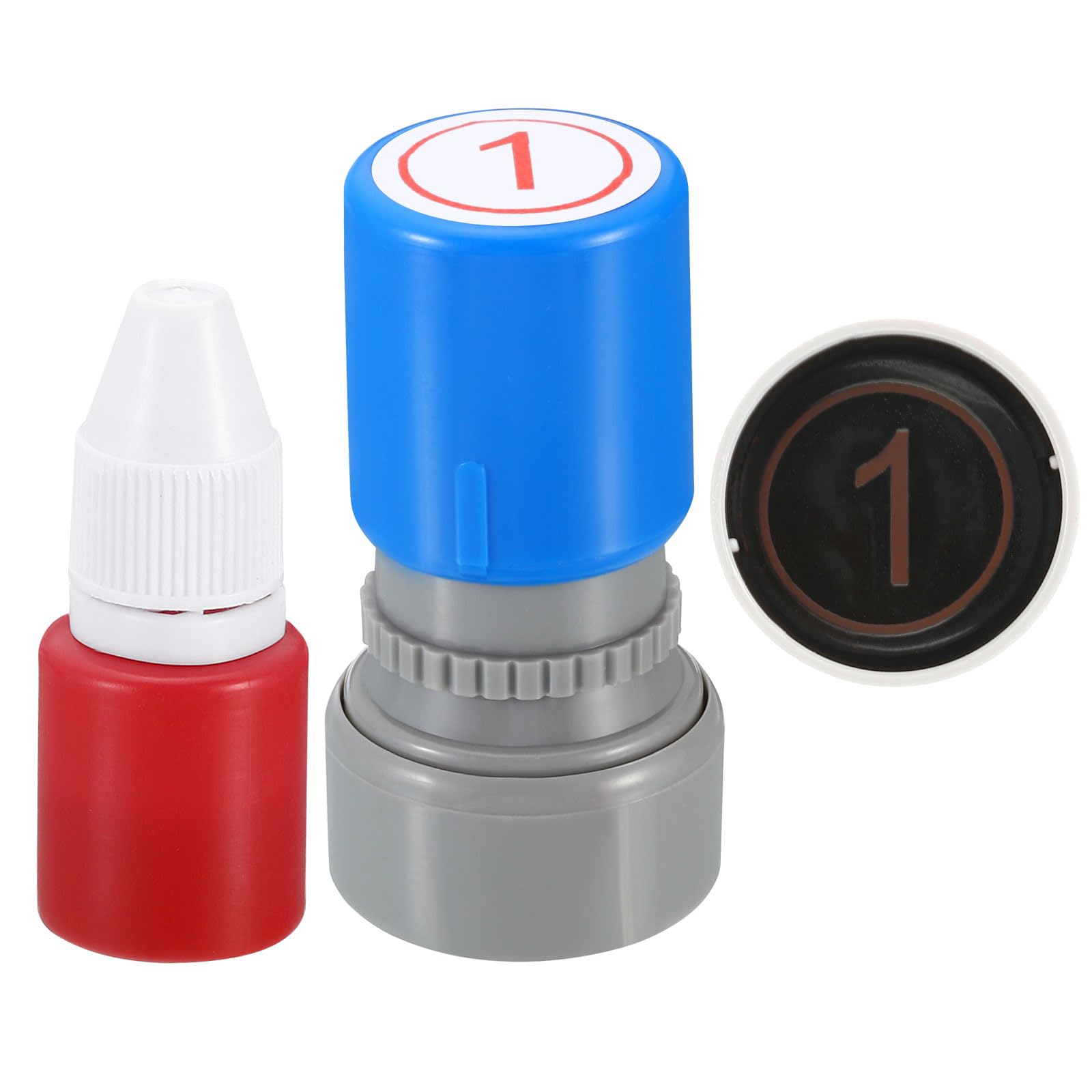 PATIKIL Number Stamps Self Inking, Numeral 1 Number Stamp Teacher Stamp Initial Stamp Ink Stamp for Class Notebook Scrapbooking DIY Craft Style 2, Red Ink