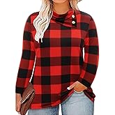 TIYOMI Plus Size Henley Shirts for Women Button Tops Raglan Pullover Fall Tunics XL-5XL