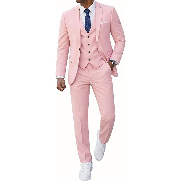 One Button Pink Peak Lapel Men's Suits 2 PC Silm Fit Wedding Suits Groom  Tuxedos Business Suits Casual Suits Pink 34 Chest / 28 Waist at Amazon Men's  Clothing store