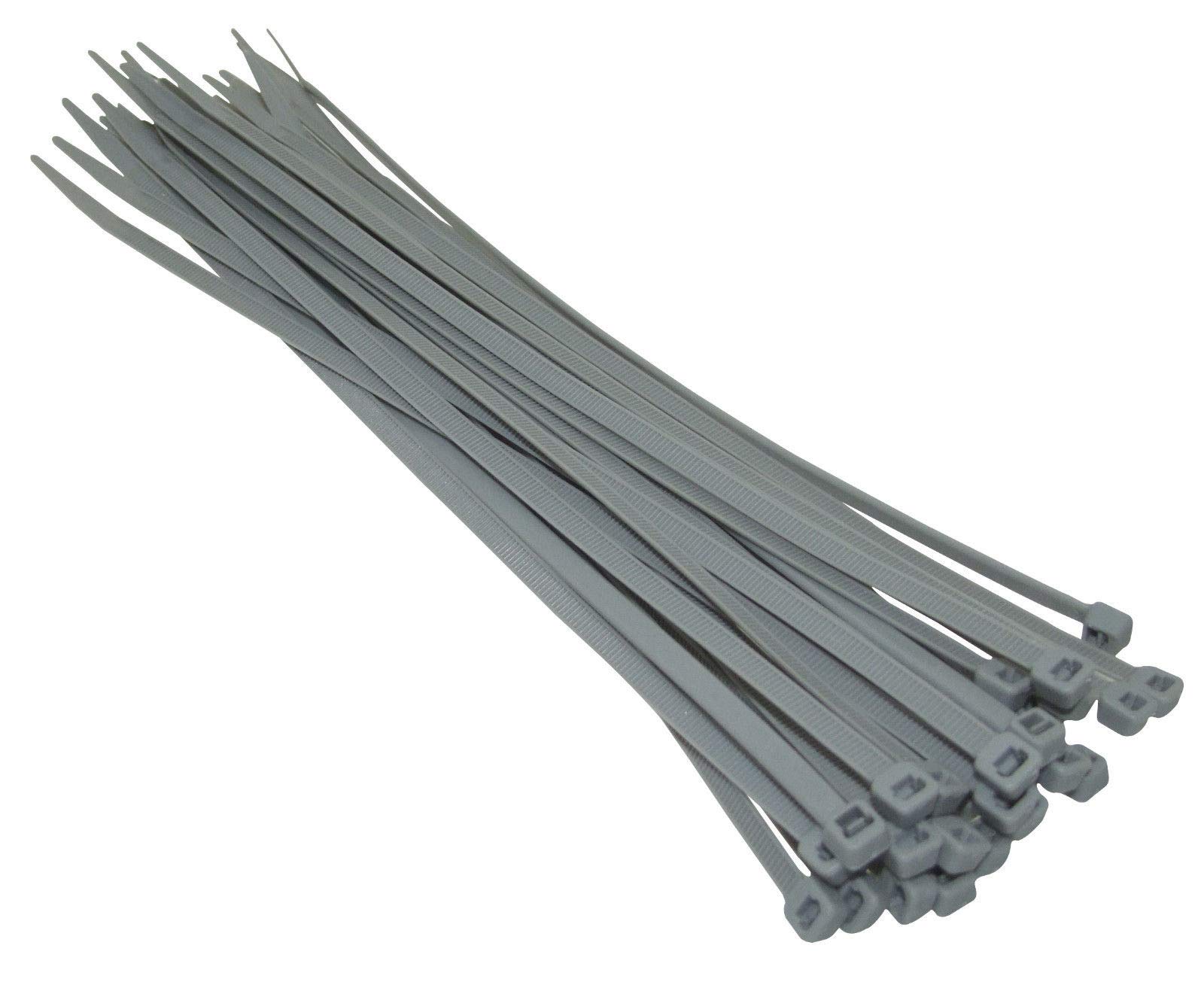 KafTon Pack of 100 Silver Cable Zip Ties, UL Nylon, Perfect for PC, Bicycle Tie Wrap DIY Home Wire Vegetable Garden Office (300mm x 4.8mm) Silver