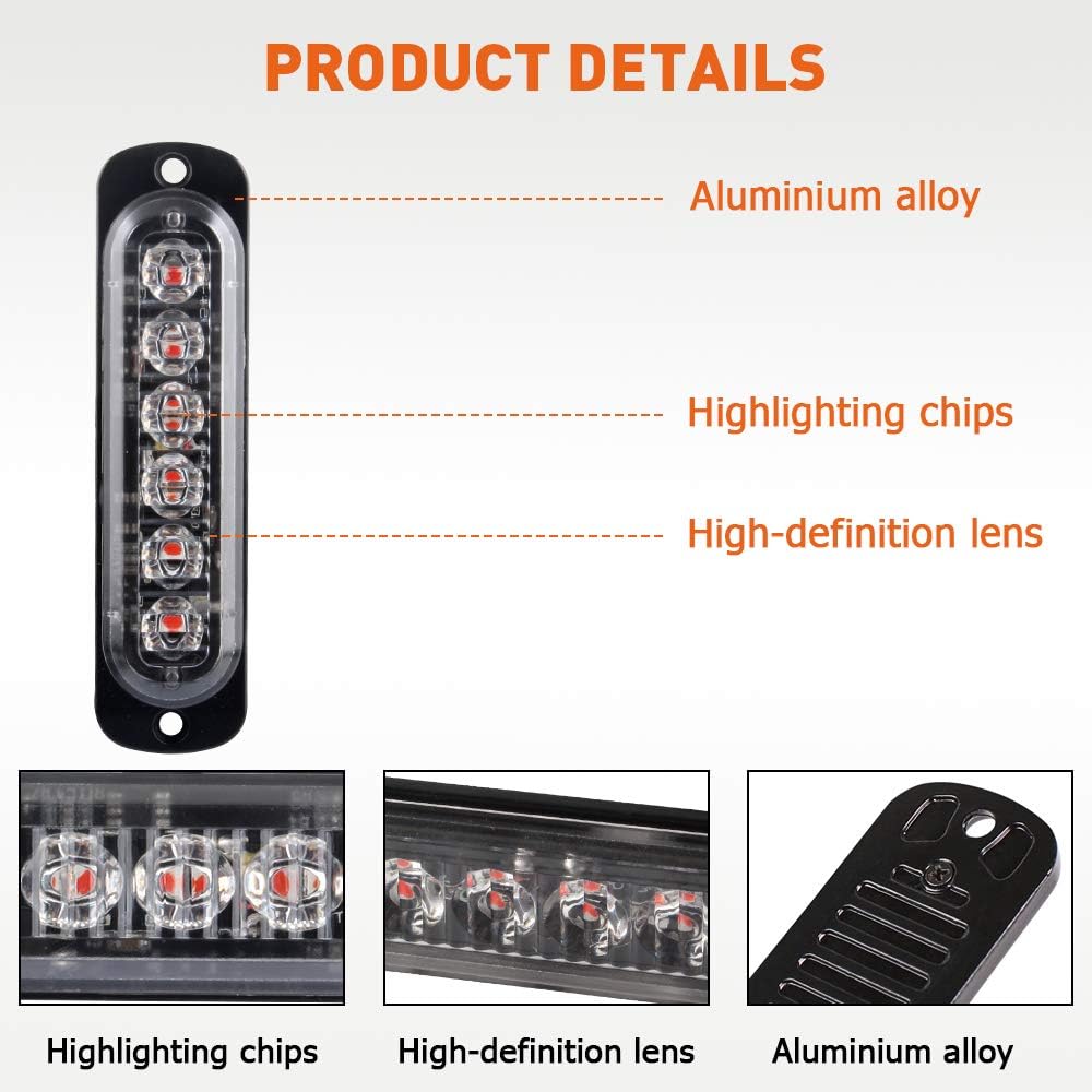 Teguangmei 4x6 LED Car Emergency Strobe Flashing Beacon Lights 4 in 1 Surface Mount Grill Light Warning External Light with Wireless Remote for Vehicle Truck Trailer Van DC12V Red Blue - Image 4