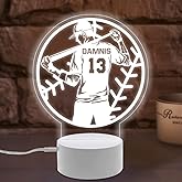 Personalized Baseball Night Light for Bedroom 16 Colors Changing with Remote Control LED Baseball Lamp Custom Name Number Light Up Baseball Decor Birthday Christmas Gifts for Sport Lover (Baseball)